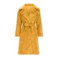 thumbnail image 5 of WCMZJ Women's Fuzzy Fleece Winter Jacket Faux Fur Lapel Coat Mid Length Sherpa Teddy Coat Warm Winter Trendy Clothes Yellow S, 5 of 6