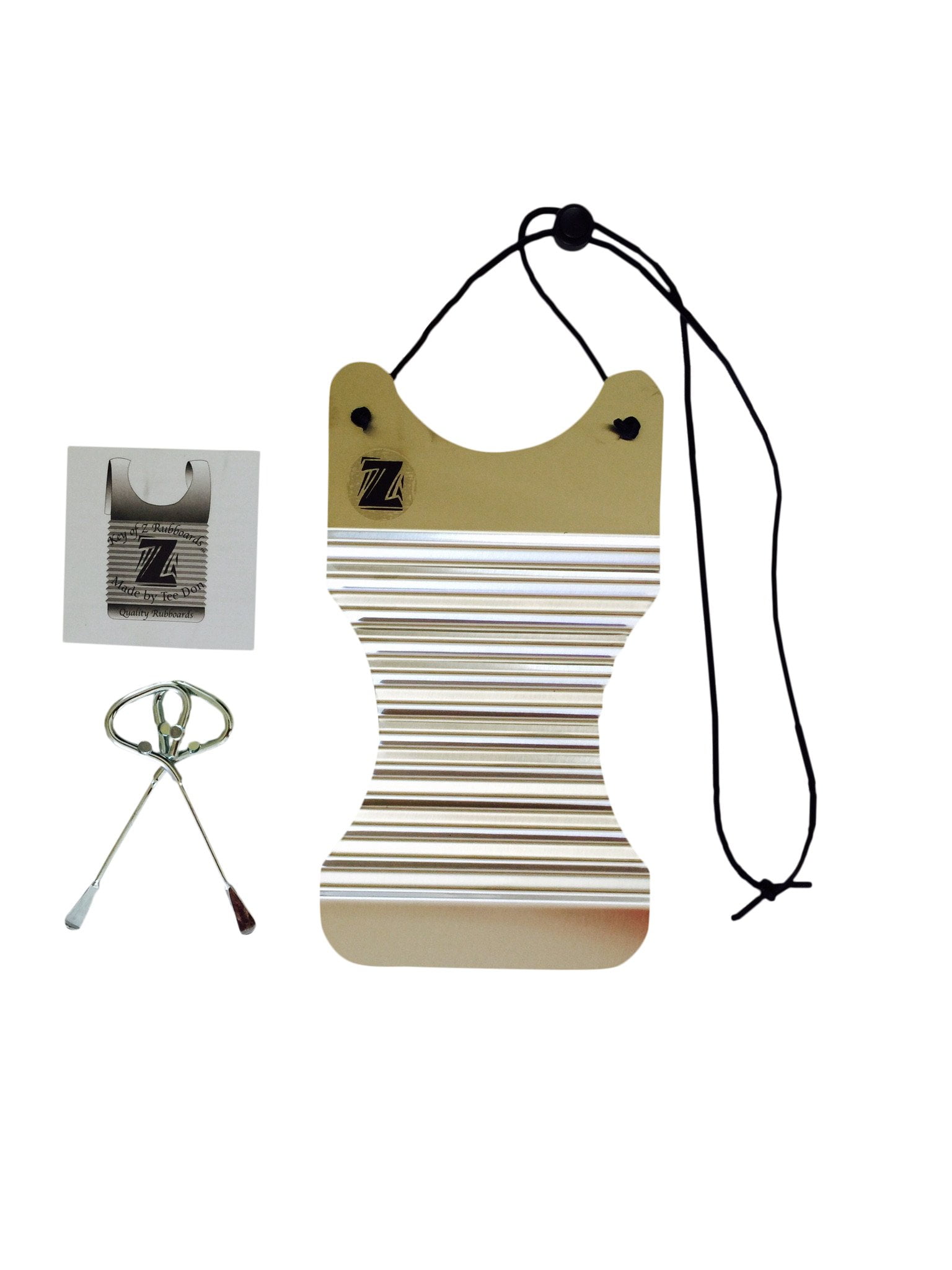 Key of Z Plain Women's Mini Zydeco Stainless Steel Washboard Percussion Instrument 11.5x6 in