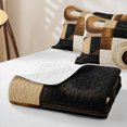 thumbnail image 4 of Castle Fairy Minimalist Curved Circle Twin Quilt Set 2 Pieces,Abstract Square Block Twin Coverlet Set,Coffee Cream Black,1 Bedspread and 1 Pillowcase, 4 of 7
