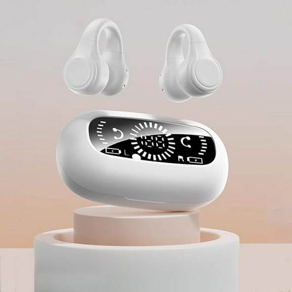 WIZUTIZ Bone Conduction Bluetooth Earphones Clip Style Non In Ear Digital Display Sports Long Battery Stereo Surround Sound Comfortable Fit