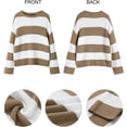 thumbnail image 6 of Women's  Fall Long Sleeve Oversized Striped Color Block Comfy Loose Crew Neck Knitted Pullover Sweater, 6 of 18