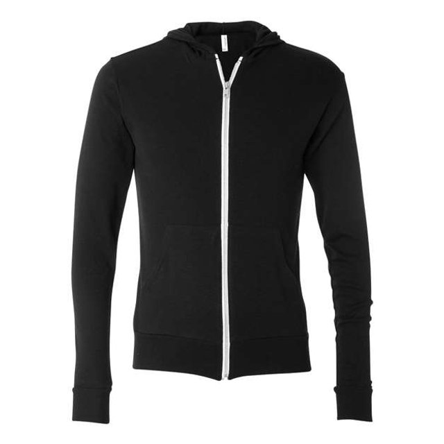 Bella + Canvas Unisex Triblend Full-Zip Sudadera ligera con capucha L NEGRO TRIBLEND bella lienzo 3939