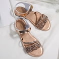 thumbnail image 3 of Daiosportswear Women'S Briaded Sandals Round Open Toe Ankle Strap Flat Dress Shoes,Womens' Shoes Gold 7.5(40), 3 of 9