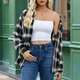 thumbnail image 2 of Jean Jacket Women - Plaid Button with Pocket Basic Top Jacket - Leisure/Home, 2 of 5