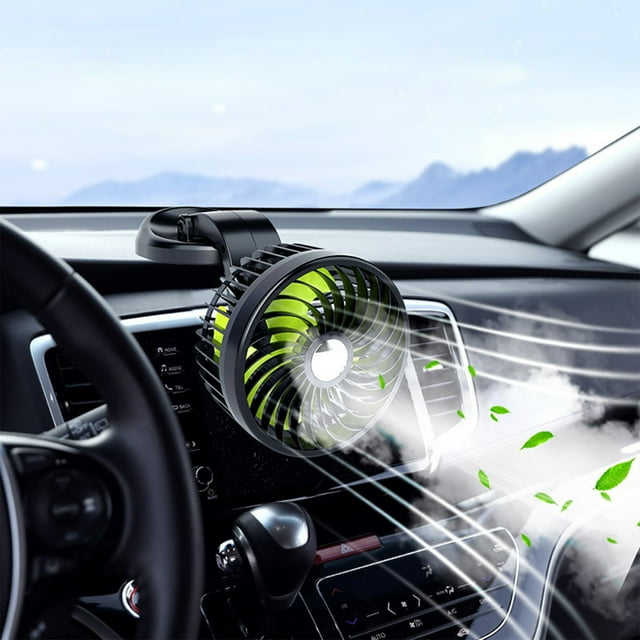 Fiudx Ventilador para Coche, Circulador de Refrigeración Ajustable de 360 Grados, Opciones de Alimentación Usb/12 V/24 V, Diseño Silencioso, Ideal para Coche, Suv, Camión, Fácil de Instalar, Tamaño C