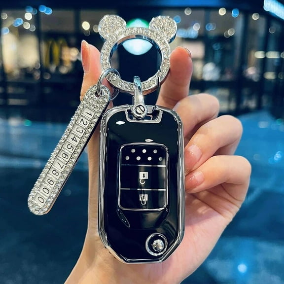 Plating TPU Car Filp Key Case Shell Cover For Honda Civic HRV CRV XRV CR-V Accord Crider Odyssey Pilot Fit Keychain Accessories