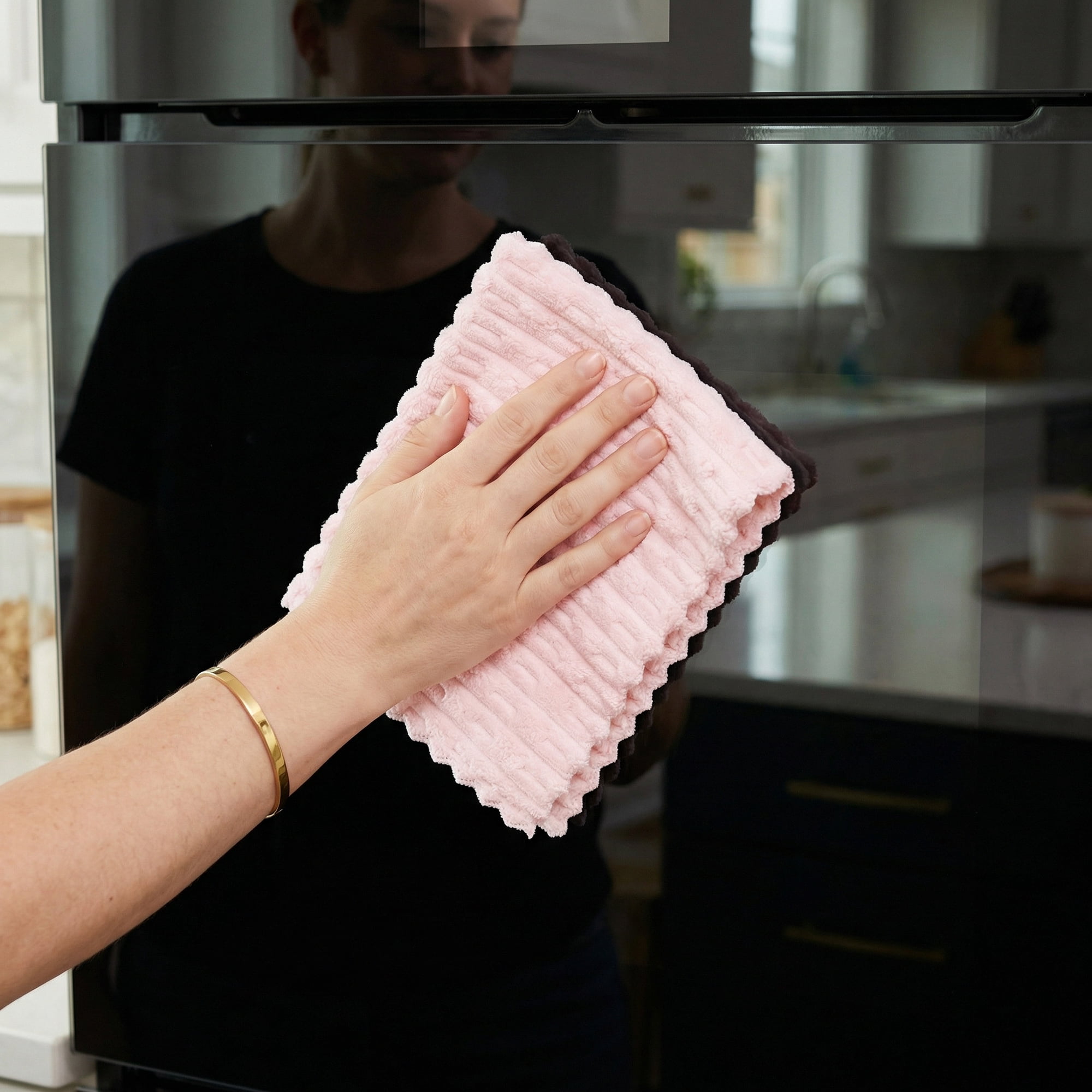 Unique Bargains 3pcs Microfiber Streak Free Magic Glass Cloths Pink 12" x 12"