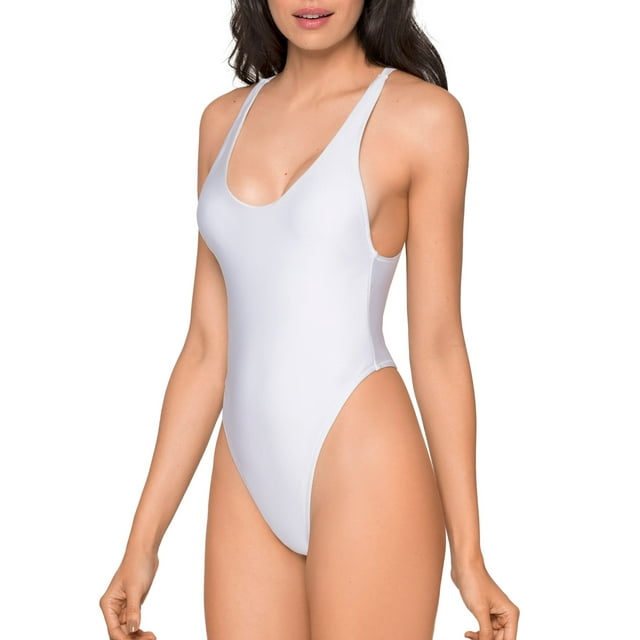 RELLECIGA Maillot de Bain une Pièce pour Femme à Échancrure Haute, Dos Bas, String, Décolleté Plongeant, Maillot Aguichant, Monokini, String, Maillot de Bain une Pièce