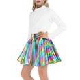 thumbnail image 4 of Girls Skorts High Waist Athletic Skirts with Shorts Stretchy Activewear for Teens Kids Performance Tennis Girls Metallic Skater Skirt Sparkly Shiny Flared Pleated A-Line Mini Skort Colorful, 4 of 8