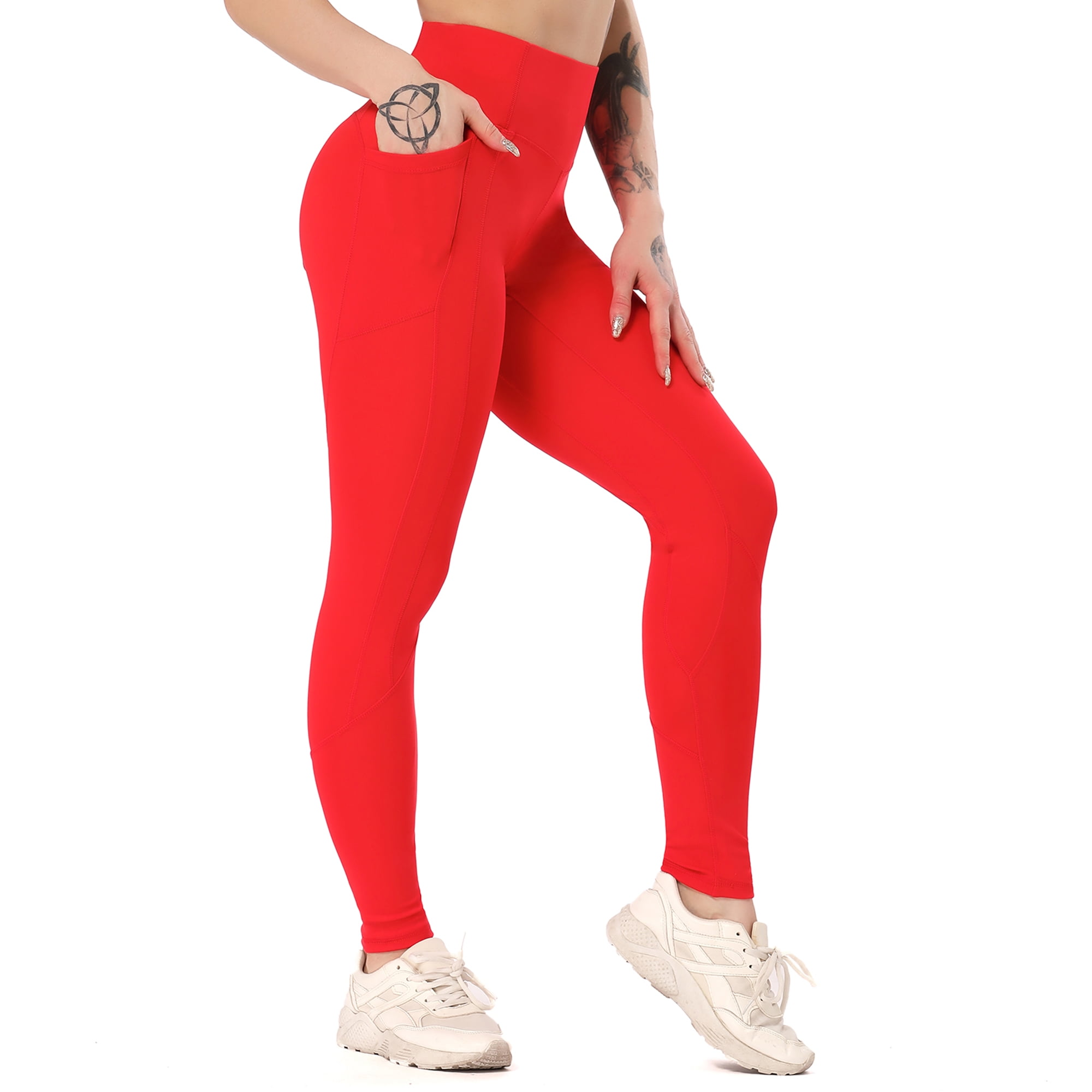 CROSS1946 High Waist Yoga Pants With Pockets Yoga Leggings Tummy