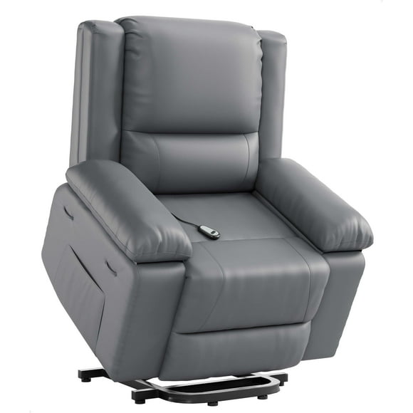 Garvee Fauteuil Inclinable Releveur Électrique, Cuir, Chaleur et Massage, Gris
