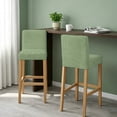 thumbnail image 2 of Grass Green Bar Stool Cover Set of 2, Farmhouse Burlap Solid Green Modern Linen Texture Stretch Bar Chair Cover, Removable Washable Pub Counter Stool Chair Slipcover for Kitchen Dining Room Pub Cafe, 2 of 9