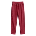 thumbnail image 4 of ZOYOEN Mens Cotton Linen Pants with Pockets- Summer Elastic Waist Casual Straight Leg Vacation Beach Pants Red Size 2XL, 4 of 4