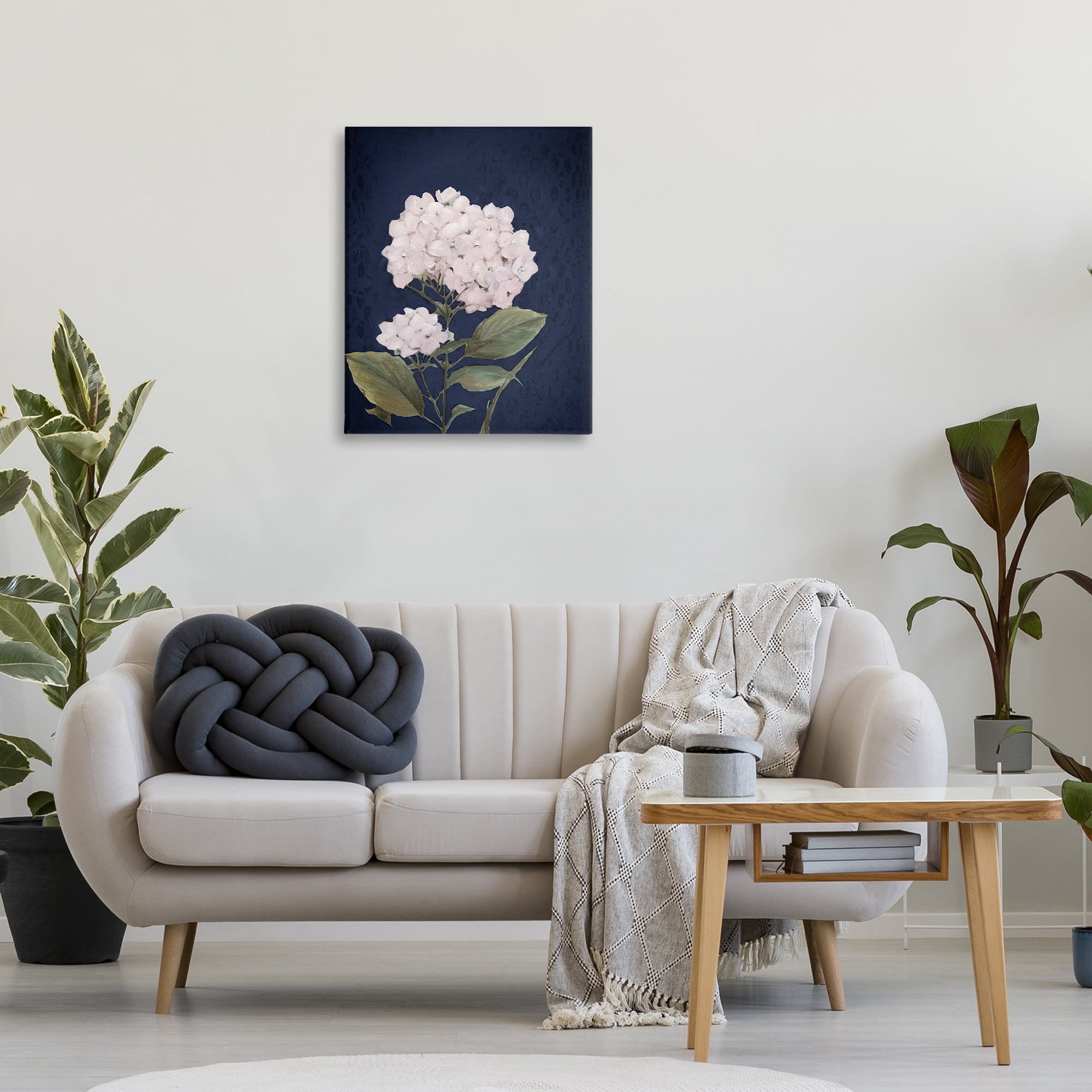 Stupell Industries White Hydrangea Blossom Botanical & Floral Painting Gallery Wrapped Canvas Art Print Wall Art, 24 x 30
