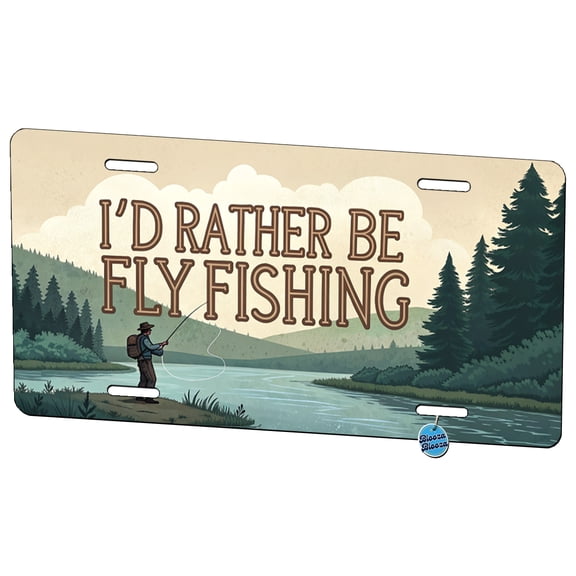 I'd Rather Be Fly Fishing Metal Novelty License Plate