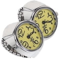 thumbnail image 1 of EeaseMX 2 relojes de cuarzo para llevar en los dedos, relojes creativos con forma de anillo, mini accesorios para mostrar la hora para mujeres y hombres (amarillo), 1 of 7