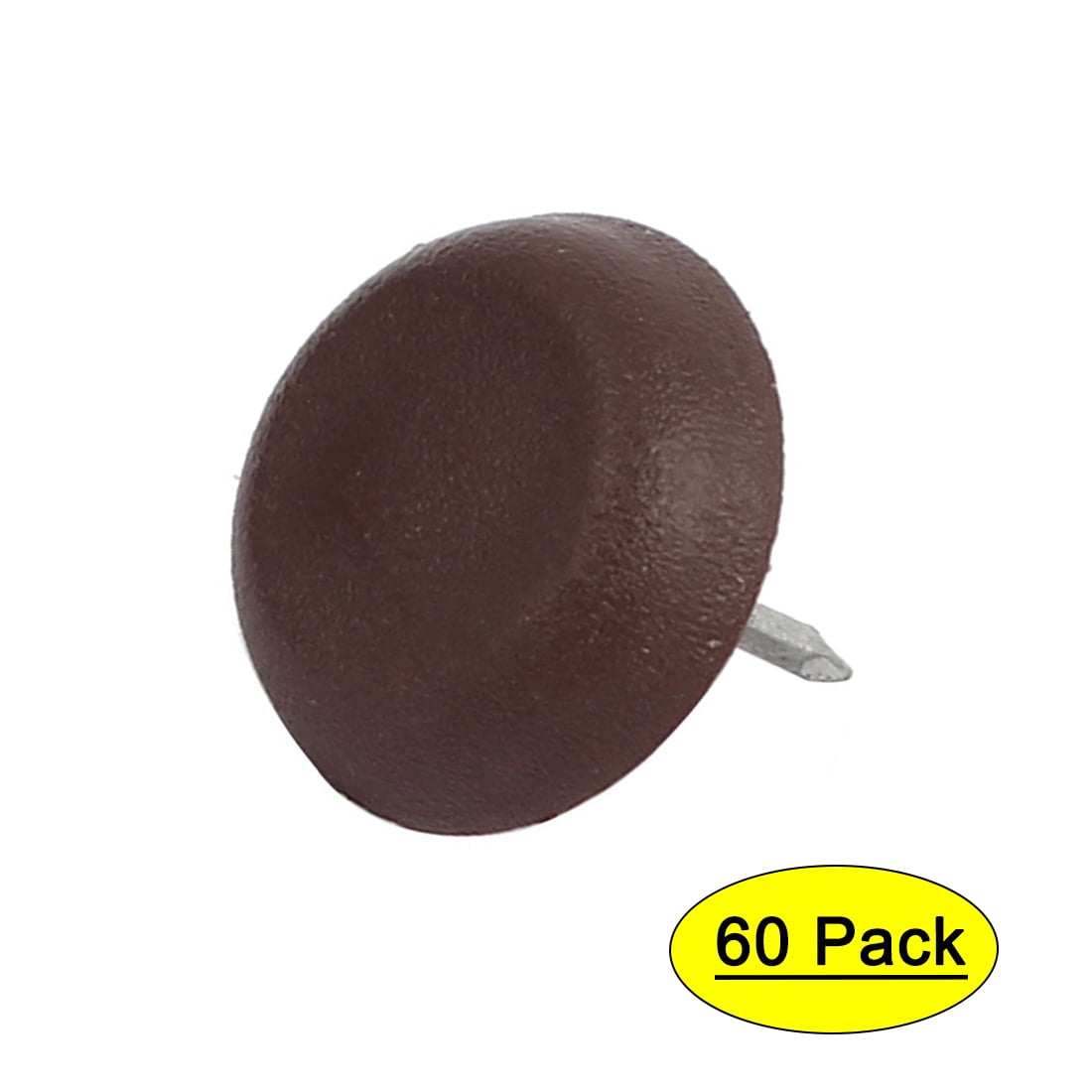 Furniture Chair Foot Leg Round Base Pad Glide Nails Brown 15mmx17mm