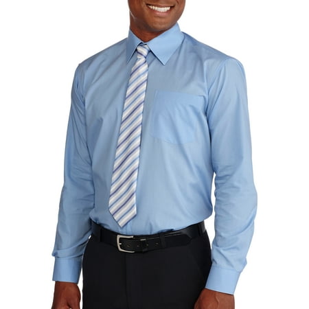 Big Men's Solid Dress Shirt with Matching Tie - Walmart.com