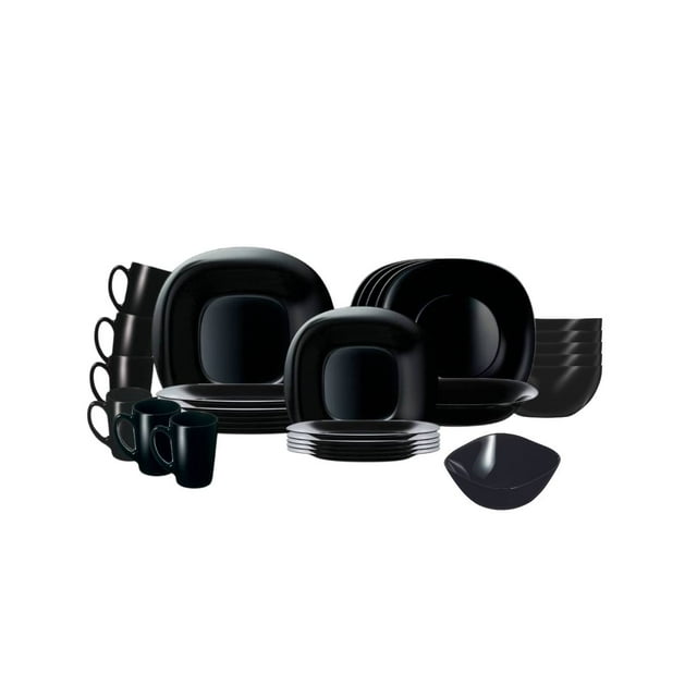 Vajilla De 30 Pzs Moderna De Opal Color Negro Carine Luminarc 6 Personas