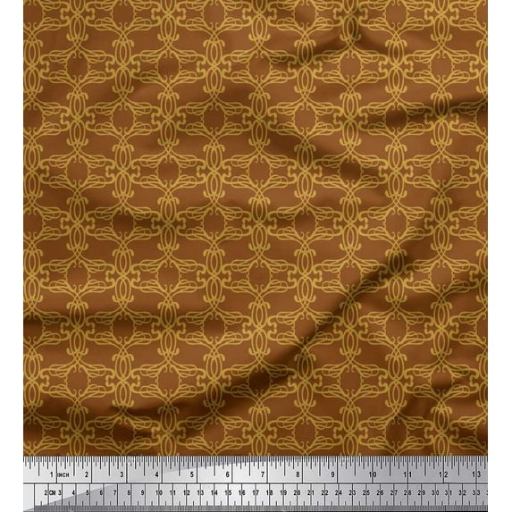 Soimoi Cotton Jersey Fabric Filigree Damask Print Sewing Fabric Yard 58 Inch Wide