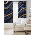 thumbnail image 2 of Marble Blackout Curtains, Light Blocking Print Window Curtains, Navy Blue Modern Abstract Gold Gradual Art Thermal Insulated Window Drapes for Living Room Kitchen Cafe 2 Panels, 84"W x 63"L, 2 of 9