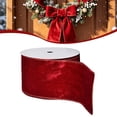 thumbnail image 2 of 10 Yards Christmas Velvet Wired Ribbon,2.48 inch Wide Christmas Ribbon Wired,Christmas Velvet Ribbon Wired for Christmas Tree Decorations, Outdoor Ornaments, Garland and Wreath Decor,Burgundy, 2 of 7
