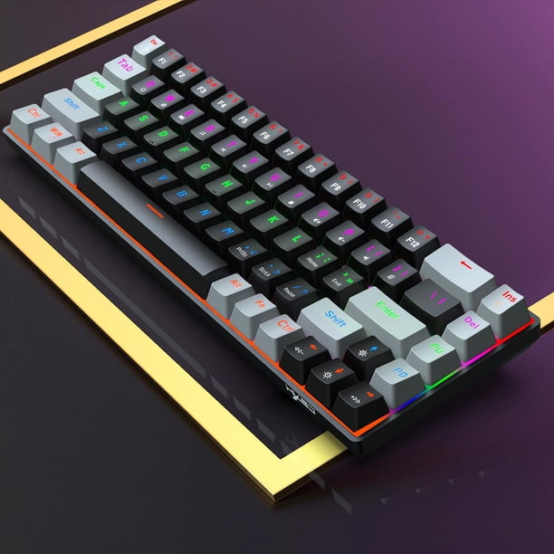 -Compact 68 Teclas Mecánicas RGB LED Llaves Interruptor negro perfke Teclado mecánico