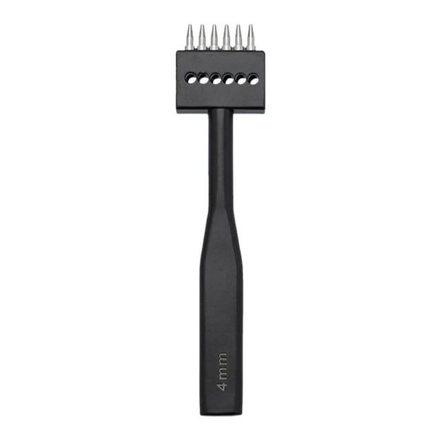 Herramienta perforadora de cuero con punta, perforadora de agujeros en hilera, cortadora multiusos de acero para coser cuero 6 diente