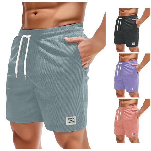 LiuXxxx Mens Summer Solid Ventilate Shorts Elasticated Waisted Work Pants Beach Pants Grey L