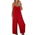 thumbnail image 2 of GZWYHT Rompers for Women Overalls for Women Women's Loose Sleeveless Jumpsuits Strap Stretchy Long Pant Romper Jumpsuit With Pockets Lounge Sets for Women Casual Jumpsuits for Women RD2 XXL, 2 of 6