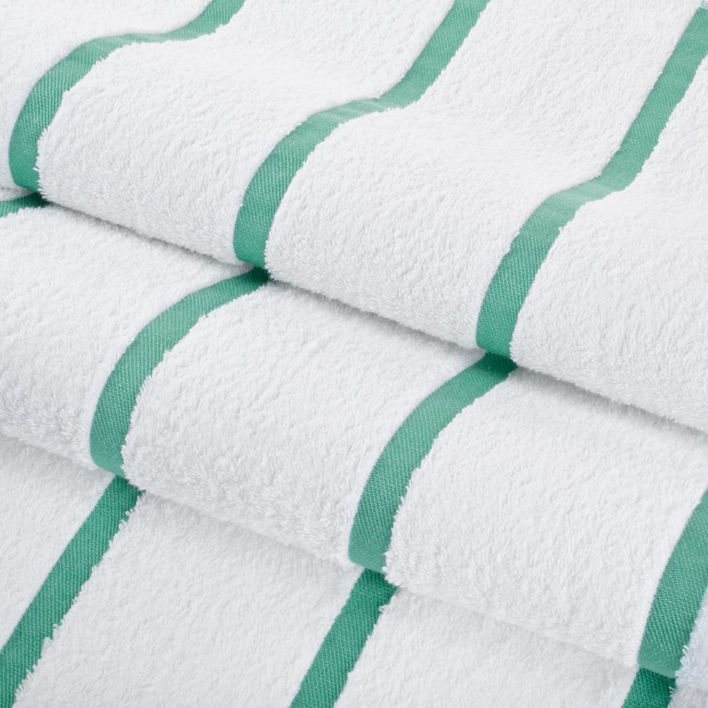 Arkwright Las Rayas Beach Towel (4 Pack), Ring Spun Cotton Pool Towel - 30x60 in., Green Stripes
