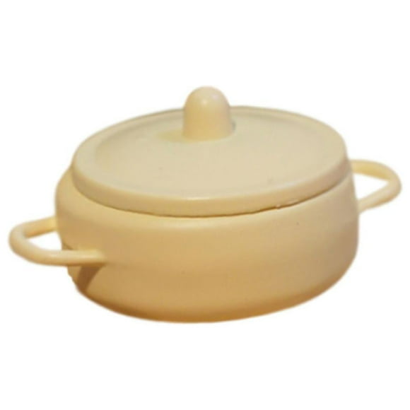 Simulación de olla de utensilios de cocina en miniatura, escala 1:6 y olla de sopa a escala 1/12 para Blanco