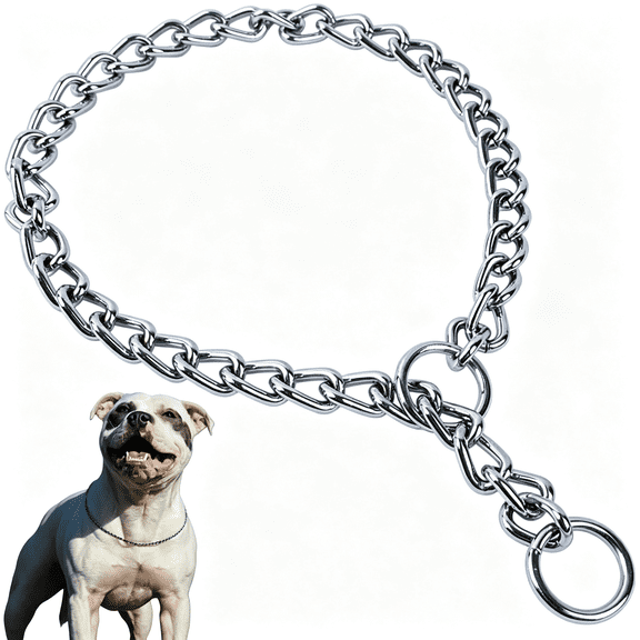 GASTROPOD 1-Pack Metal Chain Choke Collar for Dogs,Slip Link Training Dog Choker Collar Heavy Duty Puppy Collars for Small Medium Large Big Xl Breed Dogs,Silver L