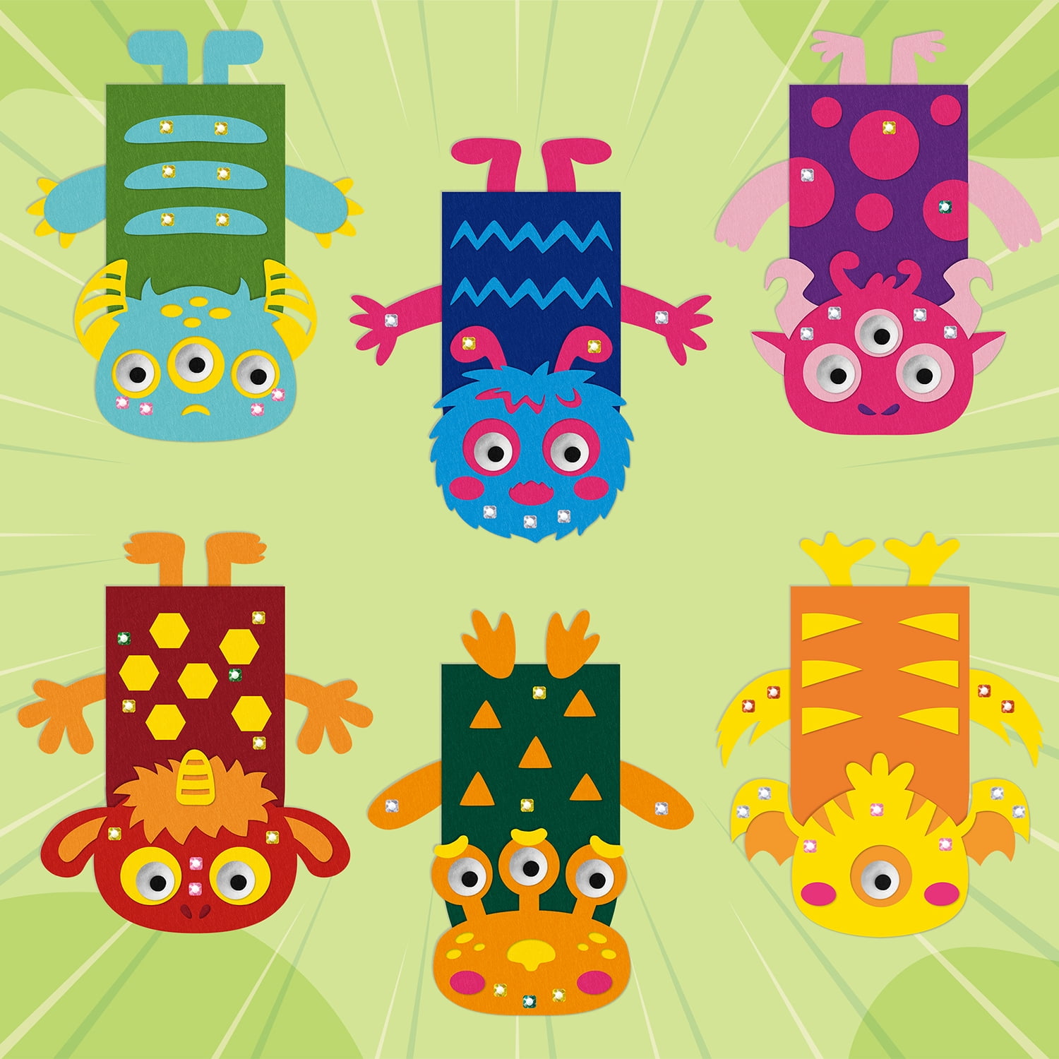 Belanttega 6 Sets Monster Hand Puppet Making Kit - Create Your Own Felt Sock Puppet with DIY Materials for Beginner, Creative Gift Supplies