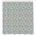 thumbnail image 2 of Philodendron Shower Curtain, Continuous Cartoon Style Pattern of Flamingos and Exotic Leaves, Fabric Bathroom Set with Hooks, 69W X 75L Inches Long, Grey Seafoam Baby Pink, by Ambesonne, 2 of 2