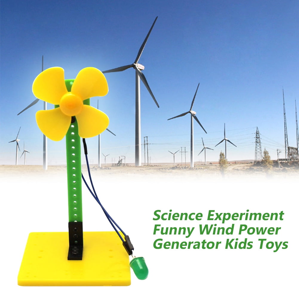 Science Experiment Funny Wind Power Generator Kids Toys LED Blowing DIY Portable 