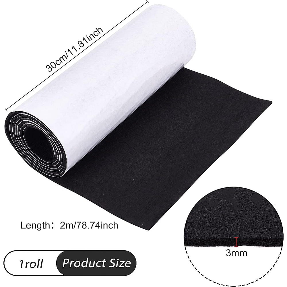 Black Self-Adhesive Felt Fabric 11.8" x 78.7" Shelf Liner for DIY Costume Making and Jewelry Drawer Box Fabric Peel Stick 3mm Thick Black