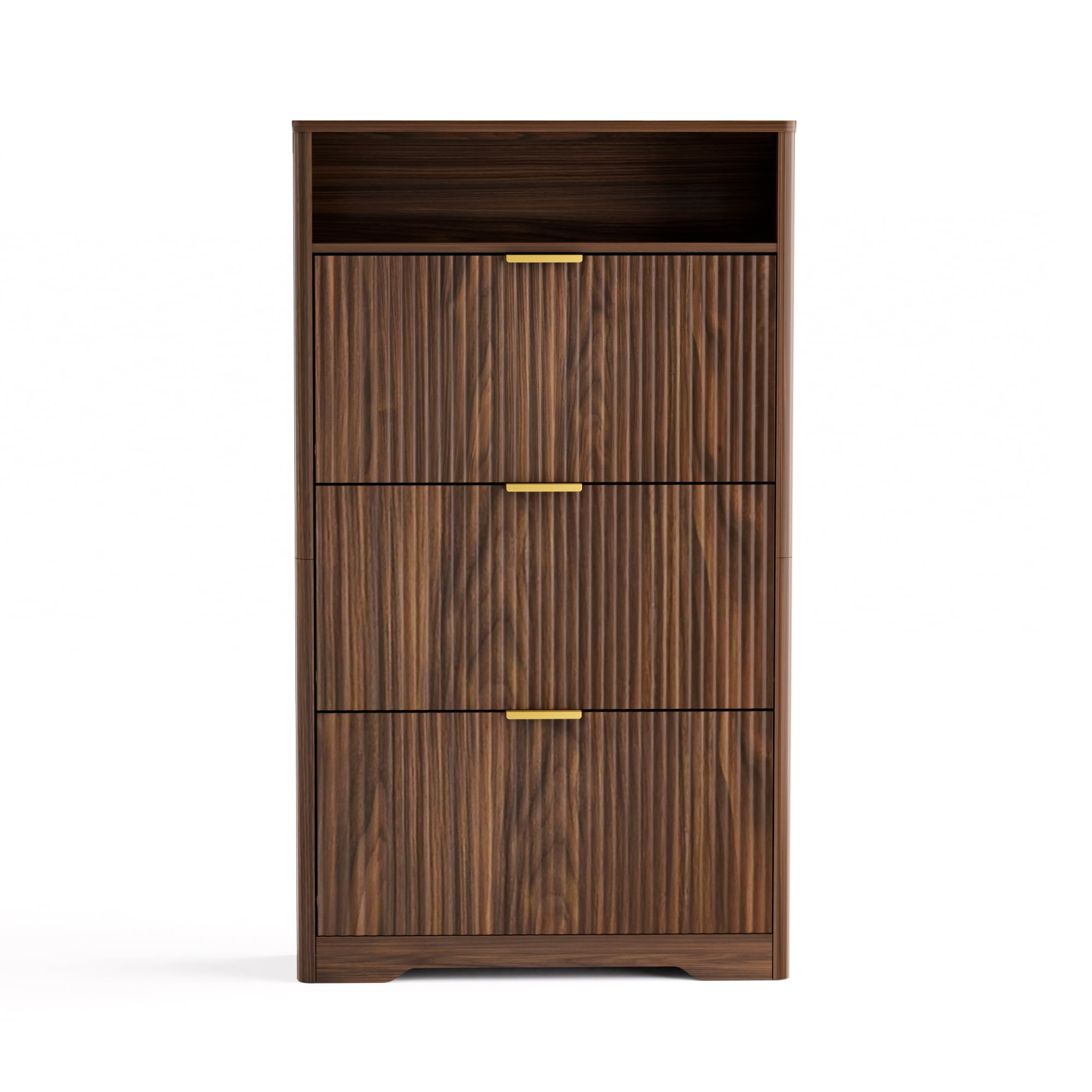 Jopath Shoe Cabinet,Entryway Hidden Shoes Storage Cabinet with 3 Flip Drawers,Tall Free Standing Shoe Organizer Rack for Foyer,Hallway Walnut