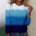 thumbnail image 2 of BLVB Long Sleeve Shirts for Women Casual Fall Blouses Crewneck Gradient Printed Cute Tops Loose Fit Tunics Blue, 2 of 4