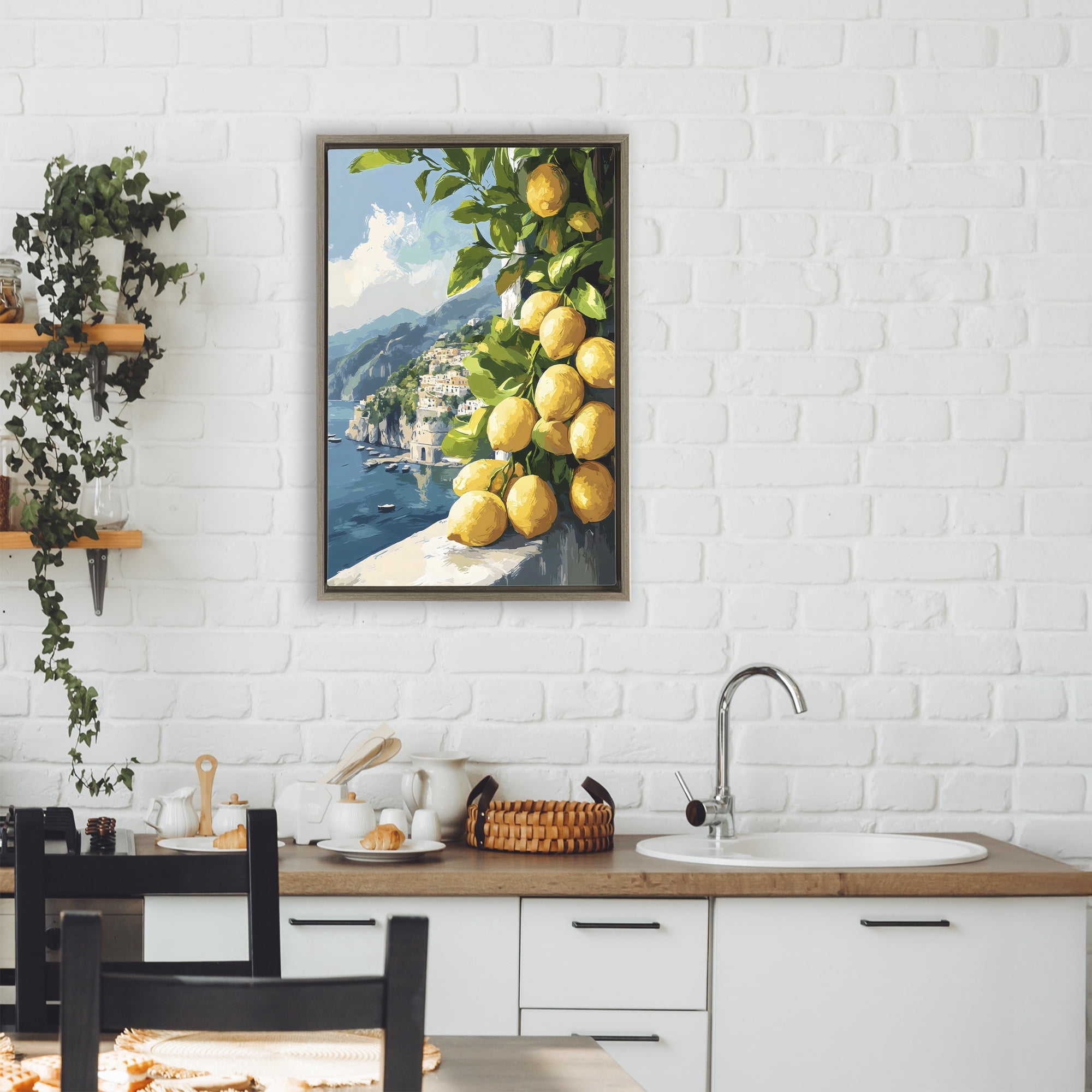 Stupell Industries Lemon Terrace Amalfi View Brown Framed Floater Canvas Wall Art, design by Creative Studio