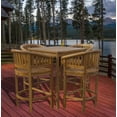 thumbnail image 4 of 5 Piece Teak Wood Peanut Outdoor Patio Bistro Bar Set with 4 Bar Chairs and 35" Bar Table, 4 of 5