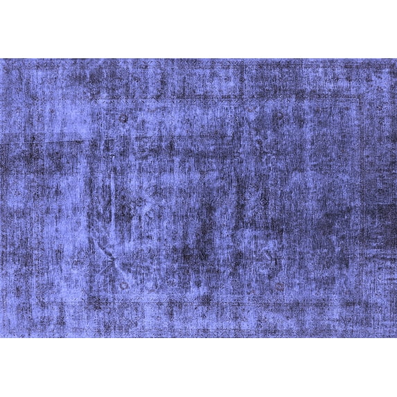 Ahgly Company Machine Washable Indoor Rectangle Solid Blue Modern Area Rugs, 3' x 5'