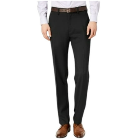 Kenneth Cole Reaction Mens Regular fit Dress Pants 38 / 30 Black Solid Stretch