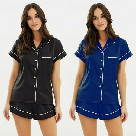 

Women Pajamas Set 2 Piece Short Sleeve Sleepwear Button Down Nightwear Super Soft Pj Sets with Pocket