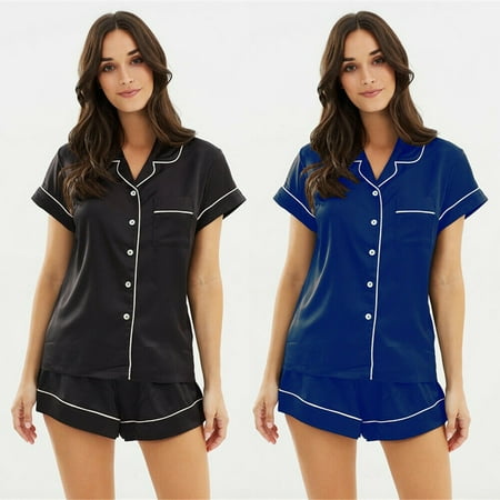 

Women Pajamas Set 2 Piece Short Sleeve Sleepwear Button Down Nightwear Super Soft Pj Sets with Pocket