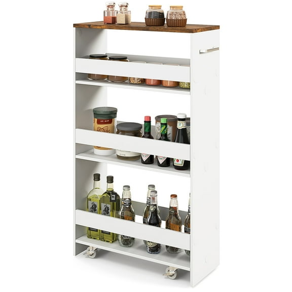 Giantex Slim Storage Cart, Narrow Kitchen Rolling Cart on Wheels, Mobile Utility
