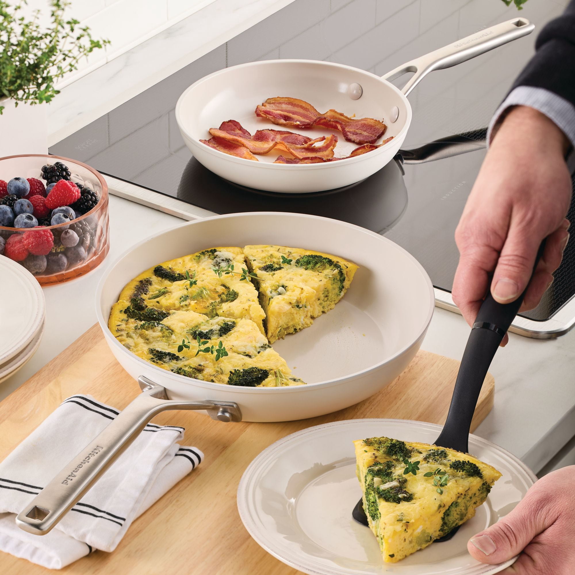 KitchenAid Nonstick Aluminum Skillets, White