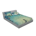 thumbnail image 2 of Ambesonne Vintage Fitted Sheet & Pillow Sham Set, Ferris Wheel Fun Retro, Full, Blue, 2 of 2