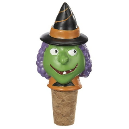 

Green Halloween Wine Bottle Topper: Witch - By Ganz