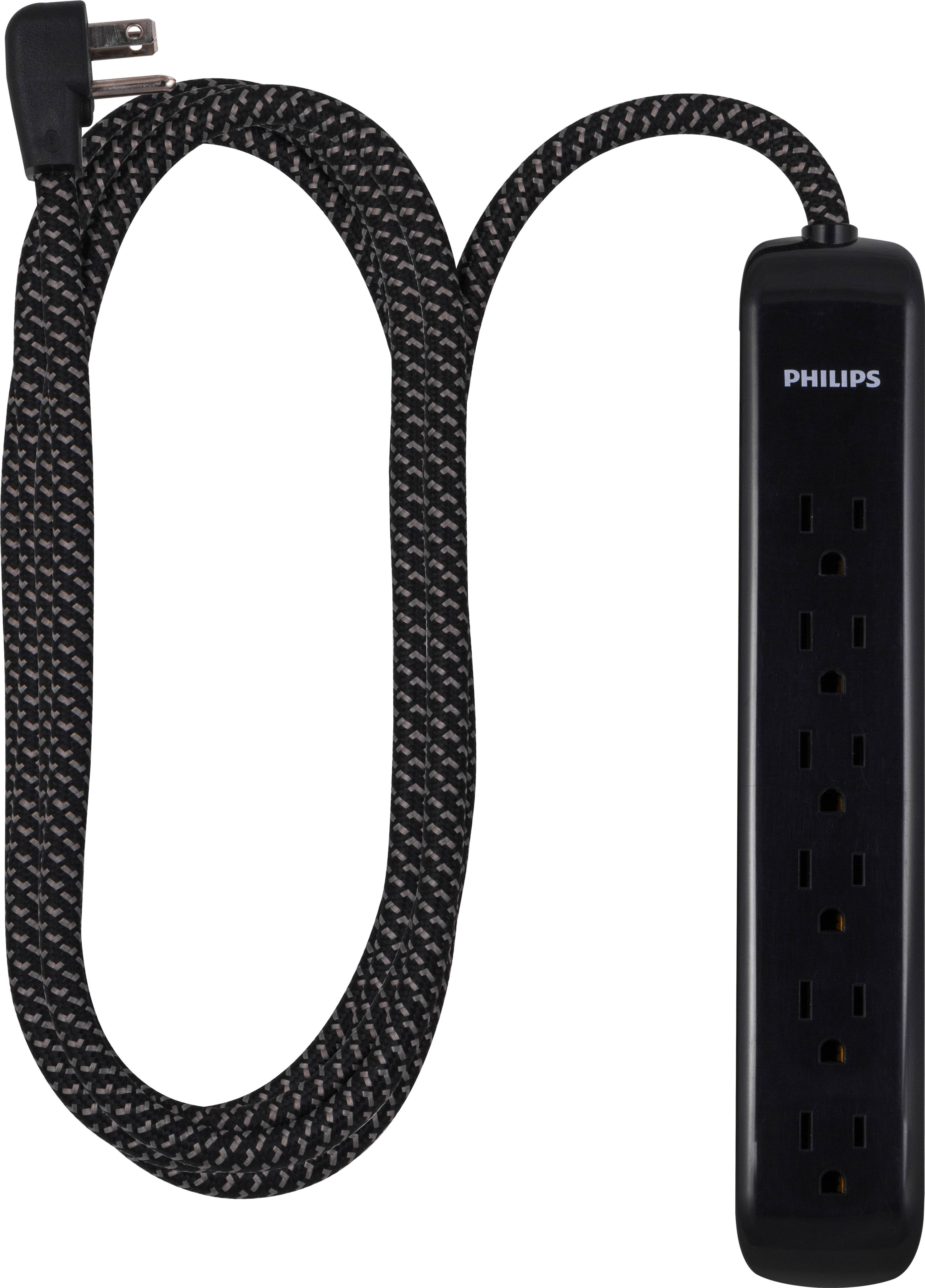 Philips 6 Outlet Surge Protector Power Strip, Designer Braided Power